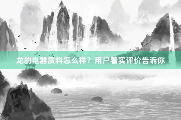龙的电器质料怎么样？用户着实评价告诉你